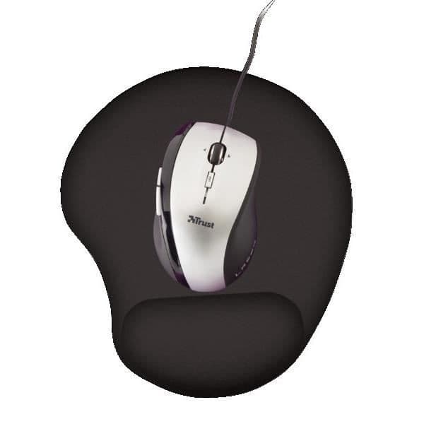 Trust Bigfoot Ergonomic Mouse Pad med Gel handledsstöd, 236 x 205 mm, halkfri bas - Svart
