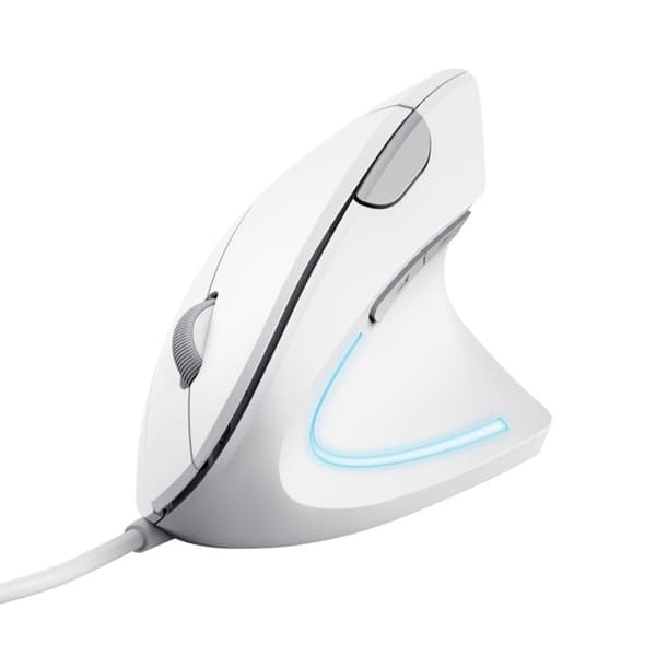 Ergonomisk Vertikal Mus - Trust - Verto - Kabel - 1000/1600 DPI - USB-kabel 1,5 m - Vit