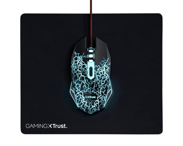 Perifērijas komplekts Trust Gaming Mouse & Mouse Pad Black Sort