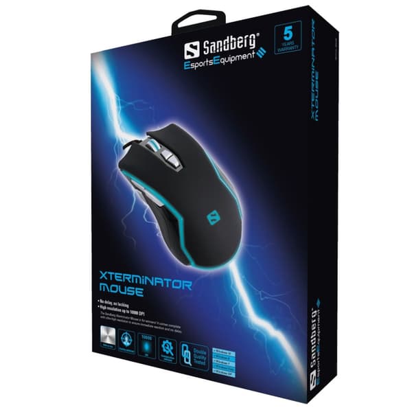 Sandberg 640-08 Xterminator Mouse 10000 DPI Svart, Turkos