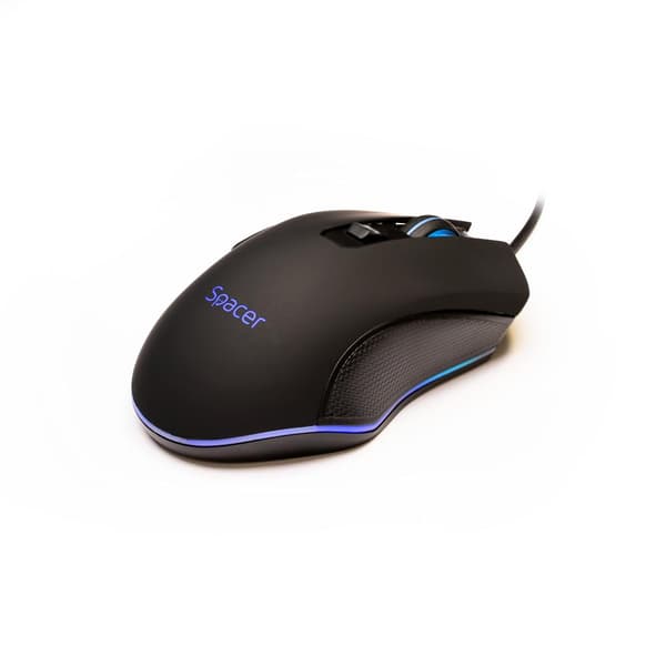 MOUSE  Spacer - gaming, gaming, cu fir, USB, optic, 7200 dpi, butoane/scroll 6/1, iluminare, negru, "SP-GM-01" (timbru verde 0.18 lei)