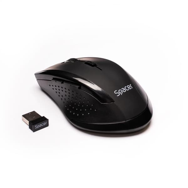 MOUSE  Spacer, PC sau NB, wireless, 2.4GHz, optic, 800/ 1200/1600 dpi, butoane/scroll 6/1, rezolutie selectabila, negru, "SPMO-291" 45503292 (timbru v