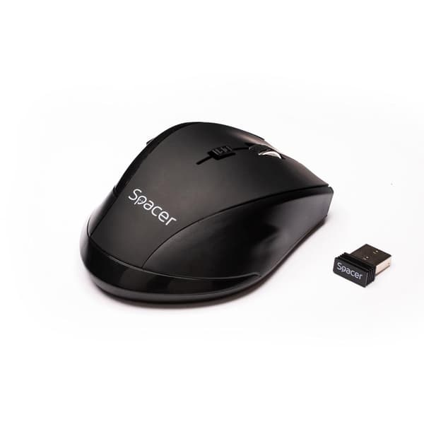 MOUSE  Spacer, PC sau NB, wireless, 2.4GHz, optic, 800/ 1200/1600 dpi, butoane/scroll 6/1, rezolutie selectabila, negru, "SPMO-291" 45503292 (timbru v Sort