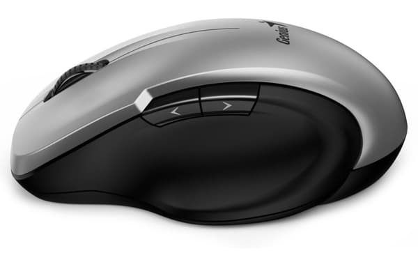 GENIUS Ergo 8200S Silver/ 1200 dpi/ bezdrátová/ USB Type-C/ 5tlačítek/ tichá/ BlueEye senzor/ stříbrná