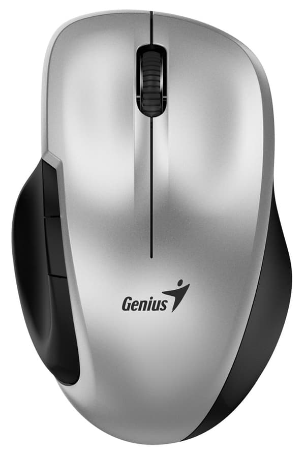 GENIUS Ergo 8200S Silver/ 1200 dpi/ bezdrátová/ USB Type-C/ 5tlačítek/ tichá/ BlueEye senzor/ stříbrná