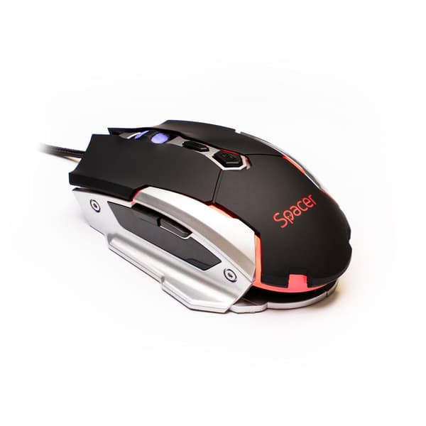 MOUSE Spacer - gaming, gaming, cu fir, USB, optic, 3.200 dpi, butoane/scroll 7/1, iluminare, negru, "SPGM-PULSAR-LITE" (timbru verde 0.18 lei)