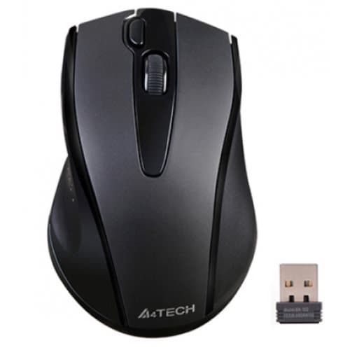 MOUSE A4tech, PC sau NB, wireless, 2.4GHz, optic, 2000 dpi, butoane/scroll 5/1, buton selectare viteza, negru, "G9-730FX-BK" (timbru verde 0.18 lei) musta