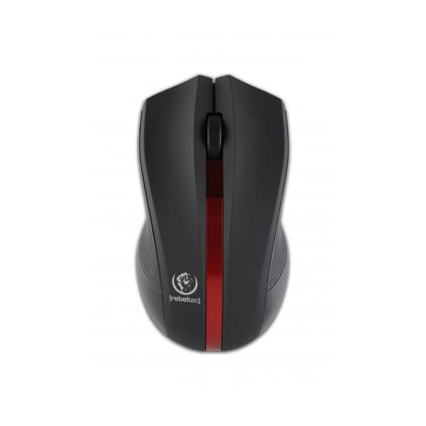 Bezprzewodowa mysz optyczna, GALAXY Black/red, powierzchnia gumowana