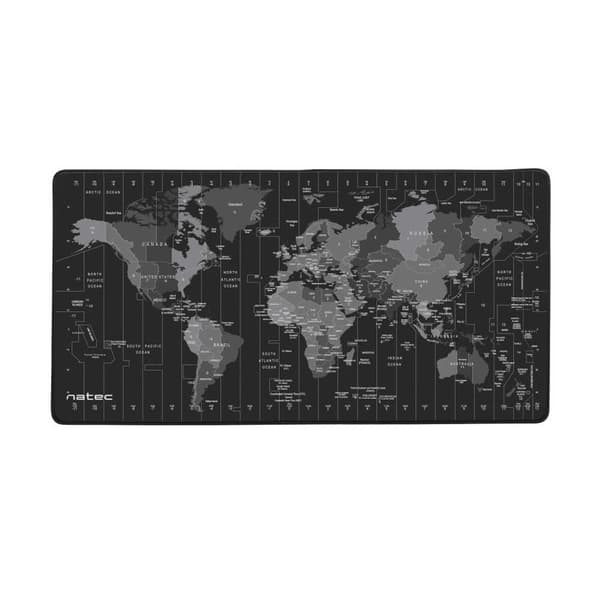 Natec Hiirimatto Time Zone Map 800 X 400 Mm Musta