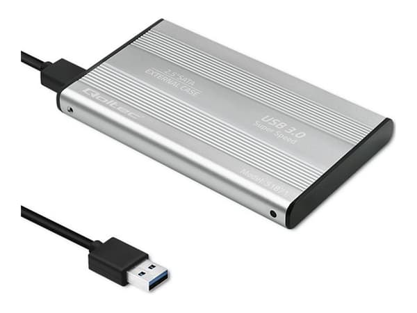 Qoltec - Förvaringslåda - 2.5" - SATA 6Gb/s - USB 3.0 - silver