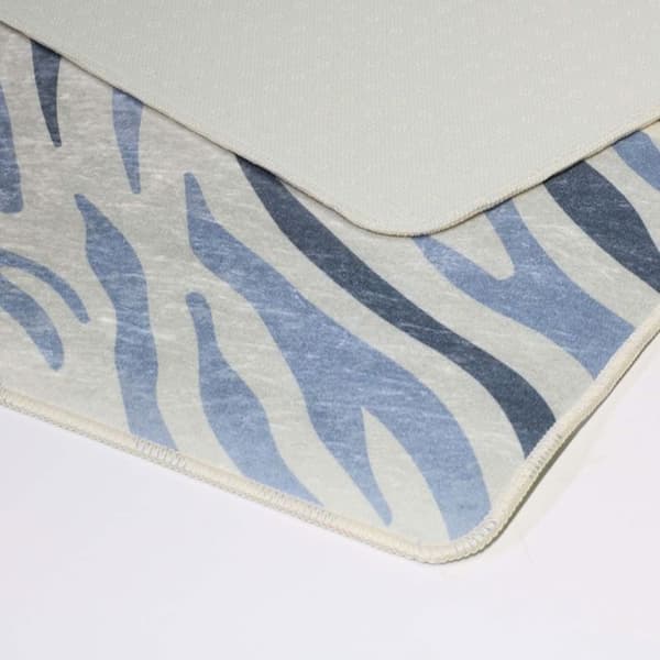 Tapis - ZEBRA - Blå - 80x150 cm - Mjuk vid beröring - Halkskyddande - Maskintvättbar