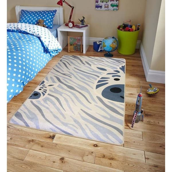 Tapis - ZEBRA - Blå - 80x150 cm - Mjuk vid beröring - Halkskyddande - Maskintvättbar