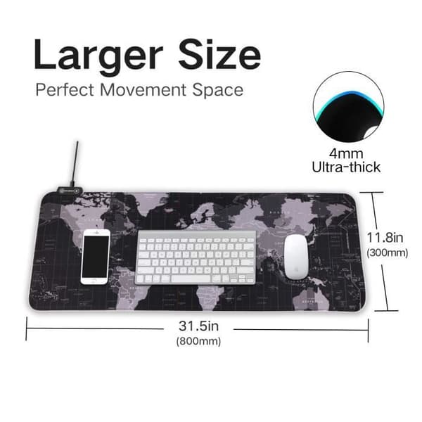 XL Gaming Mouse Pad - 800 x 300 mm LED-musmatta med 14 RGB-ljusläge