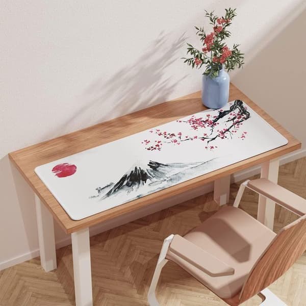 Japanese Cherry Blossom musmatta 800x300x3MM stor och förlängd musmatta, sydda kanter musmatta, halkfri