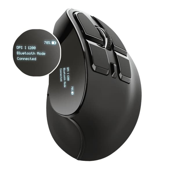 Langaton hiiri Trust Voxx Musta Ergonominen Pystysuora Bluetooth Ladattava