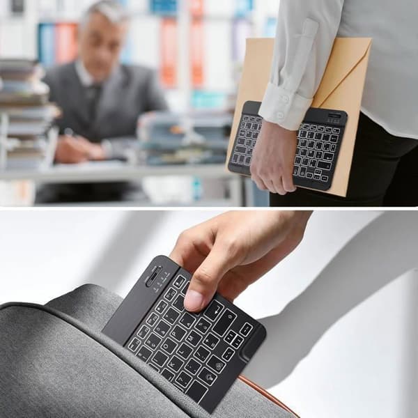 Trådlöst tangentbord Mus Tangentbord för iPad/Samsung/Lenovo/iPhone Tablet Tyst bakgrundsbelysning, Bluetooth lättviktstangentbord och mus, svart