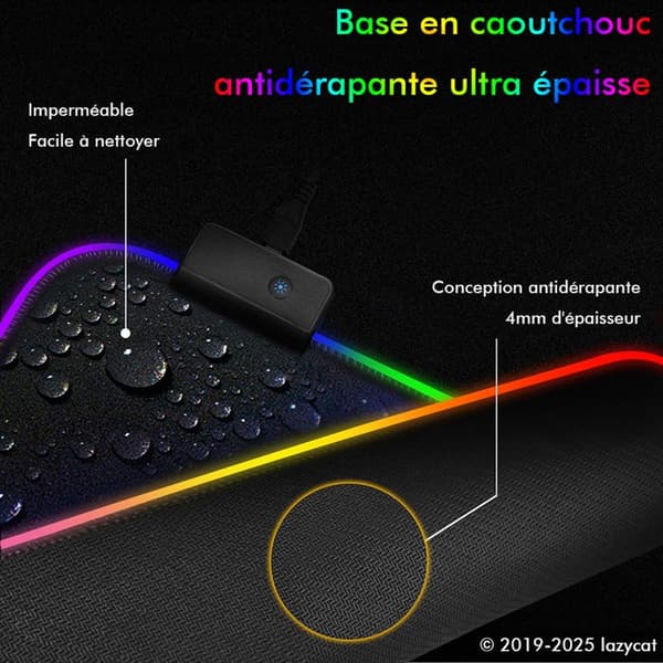 LED RGB stor spelmusmatta karta - utökad kontroll, världskarta, 800*300*4 mm, tillverkad i Kina