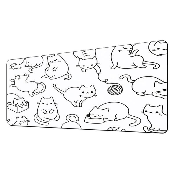 INF Vattentät musmatta av gummi för internetkaféer, hem, kontor Black and white cat