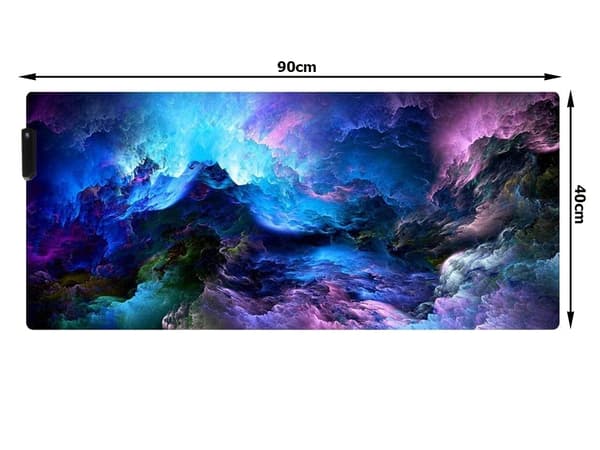 Gaming Musemåtte med RGB LED-lys - 90x40cm – Havbølger