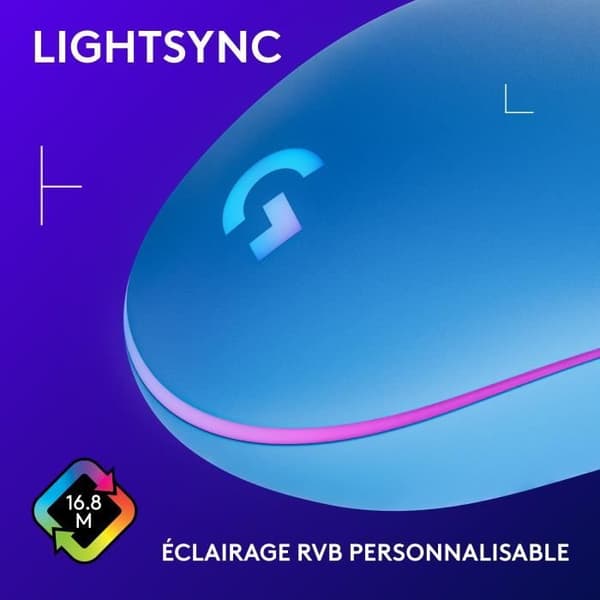 Spelmus - Kabelansluten - LOGITECH G - G203 - LIGHTSYNC - RGB - USB - Blå
