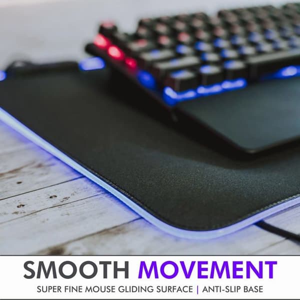Tilted Nation RGB Gaming Mouse Pad Large - LED Extended Mousepad Skrivbordsmatta med 8 justerbara ljuslägen - Datormus och tangentbord