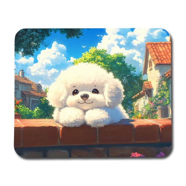Børne Sød Tegneserie Bichon Frise Hund Musemåtte