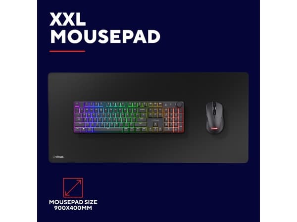 Trust GXT 759, Black, Monochromatic, Polyethylene terephthalate (PET), Non-slip base, Gaming mouse pad