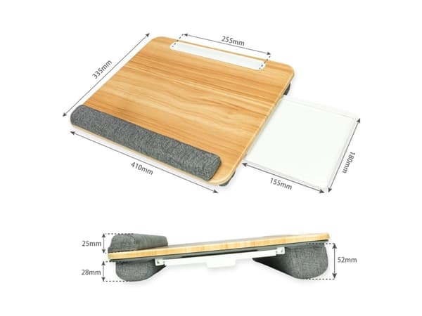 Techly ICA-TBL 102, Ställ till bärbara datorer, Grå, Trä, MDF, 410 mm, 335 mm, 70 mm