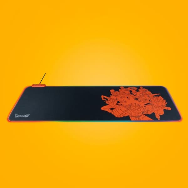 XL spelmusmatta - FRTEC Dragon Ball Super - Svart och Orange, med RGB