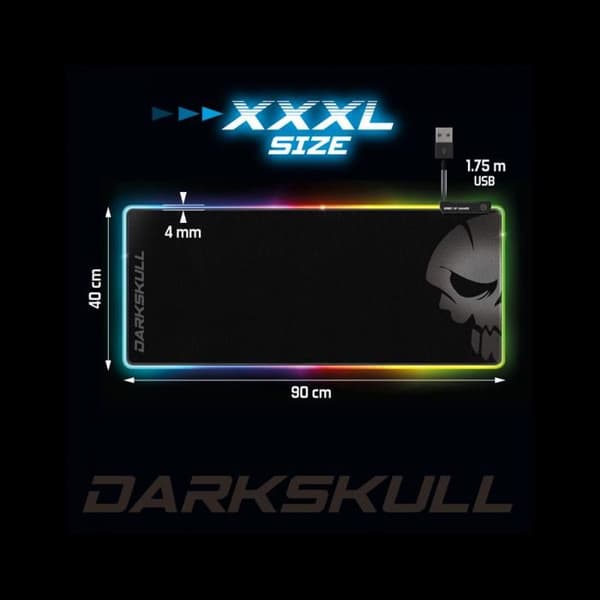 Stor XXXL RGB Gamer-musmatta (900x400 mm) + 4 USB-portar, 12 bakgrundsbelysningslägen, halkfri bas, spelmusmatta
