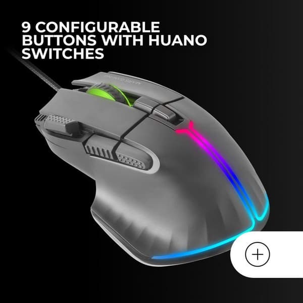 Spelmus - Mars Gaming - MM-XT - RGB - Ergonomisk - 12800 DPI - 9 konfigurerbara knappar