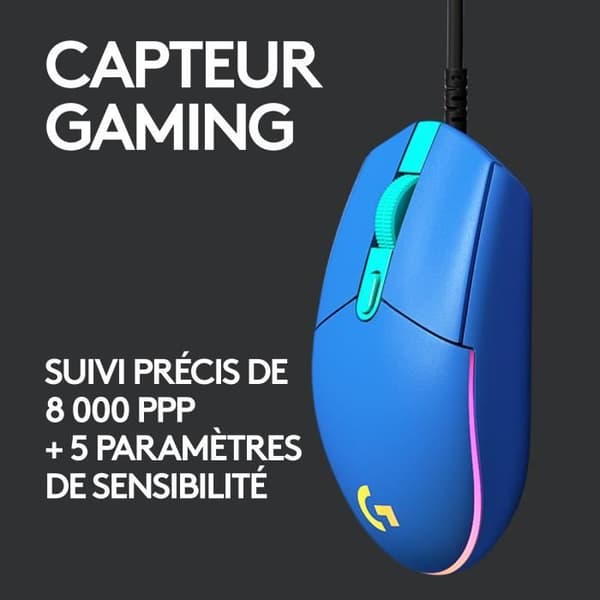 Spelmus - Kabelansluten - LOGITECH G - G203 - LIGHTSYNC - RGB - USB - Blå