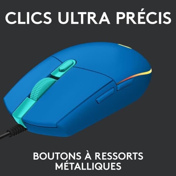 Spelmus - Kabelansluten - LOGITECH G - G203 - LIGHTSYNC - RGB - USB - Blå