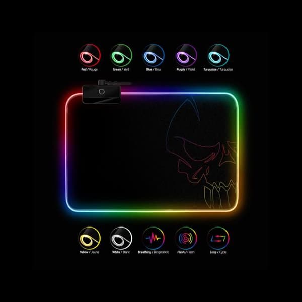SPIRIT OF GAMER - Medium RGB-musmatta - Ljus LED-bakgrundsbelysning 10 lägen + RGB-färger - Komfortstruktur - Halkfri