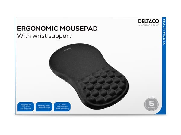 DELTACO MA-0100 - Hiirimatto - ergonominen - musta