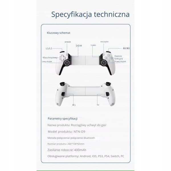TRÅDLØS NTN-D9 GAMEPAD-CONTROLLER MED TELEFONHOLDER