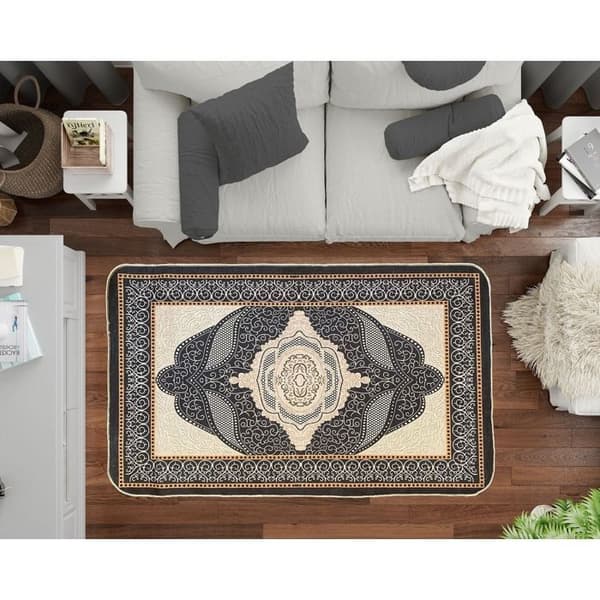 Svart OTTOMAN matta, Storlek: 120x180