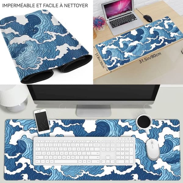 INN Musmatta 80x30x0,3cm Stor spelmusmatta med vattentät halkfri gummiyta för Home Art Ble
