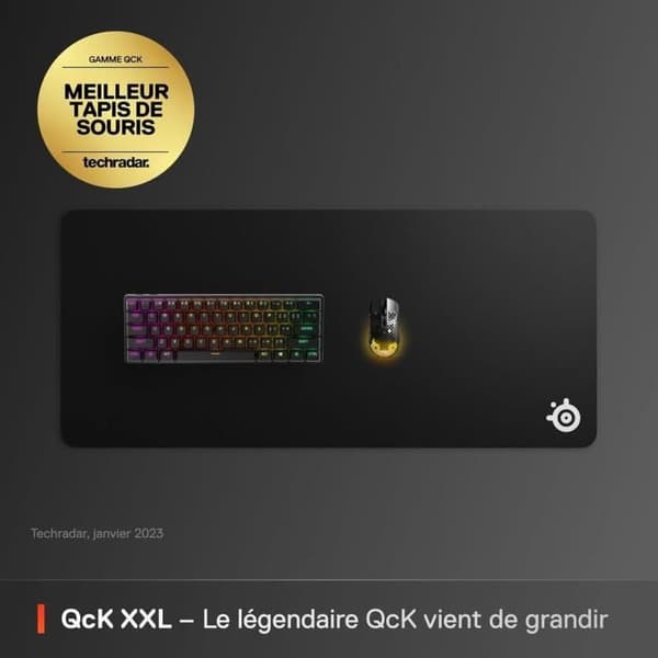 Gaming musmatta XXL - SteelSeries - QCK - Svart - Mikrofibrer yta - Halkfri bas