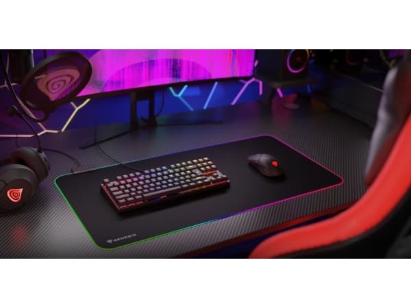 GENESIS Boron 500 XXL RGB, Svart, Monokromatiskt, Tyg, Gummi, USB-ström, Multifärg, Spelmusmatta