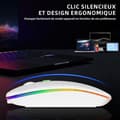 Miniatyrbild 3 av 4: TD Trådlös Bluetooth-mus 2.4G Bluetooth Dual Mode Uppladdningsbar mus Tyst ljus Dator Laptop Kontorsspelmus Vit