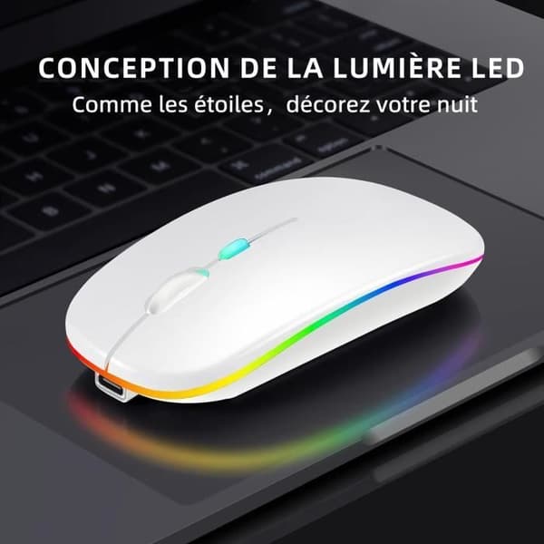 TD Trådlös Bluetooth-mus 2.4G Bluetooth Dual Mode Uppladdningsbar mus Tyst ljus Dator Laptop Kontorsspelmus Vit
