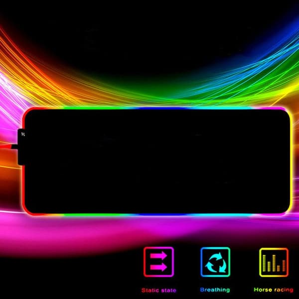 TD® Luminous Gaming Mouse Pad LED Light Mouse Pad, Gaming Mouse Pad med LED RGB-bakgrundsbelysning med USB-kabel