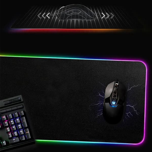 TD® Luminous Gaming Mouse Pad LED Light Mouse Pad, Gaming Mouse Pad med LED RGB-bakgrundsbelysning med USB-kabel
