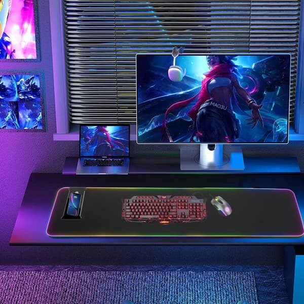 Musmatta - INN - 40x90cm - Antiskid - RGB-bakgrundsbelysning - Trådlös laddning