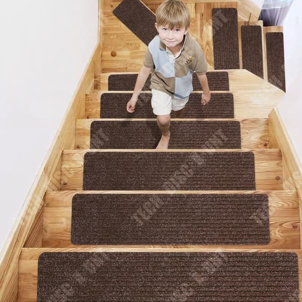 TD® Trappmatta 76*20,3cm Randig golvmatta 5 stycken icke-häftande och självhäftande PVC-anti-halkmattor