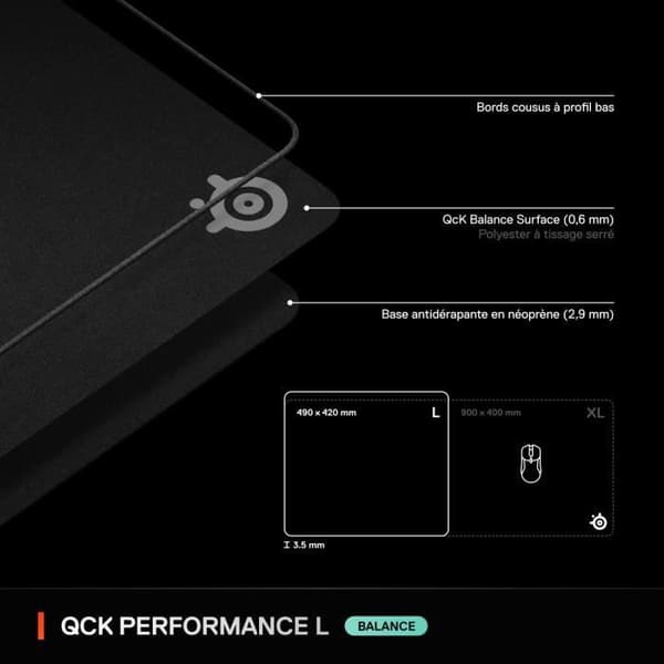 Gaming musmatta - STEELSERIES - QcK Performance L - Balance - 490 x 420 mm