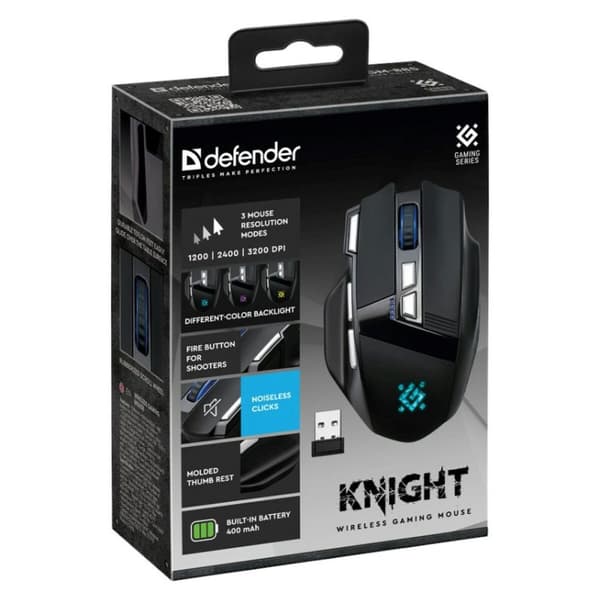 Gaming-mus Defender GM-885 KNIGHT Sort 3200 DPI