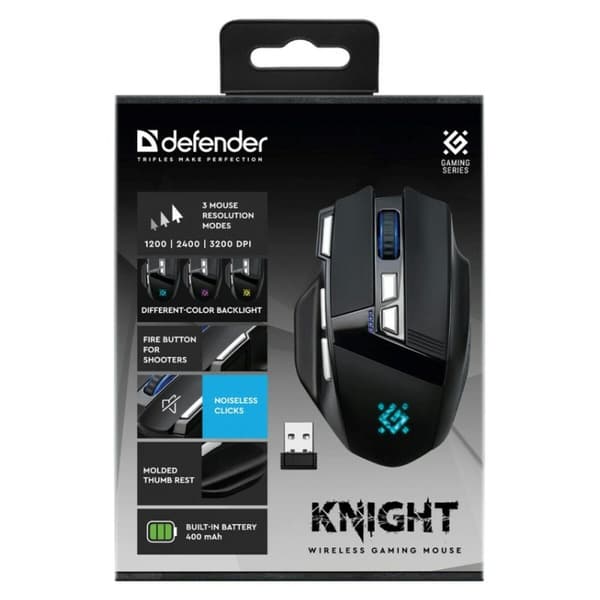 Gaming-mus Defender GM-885 KNIGHT Sort 3200 DPI