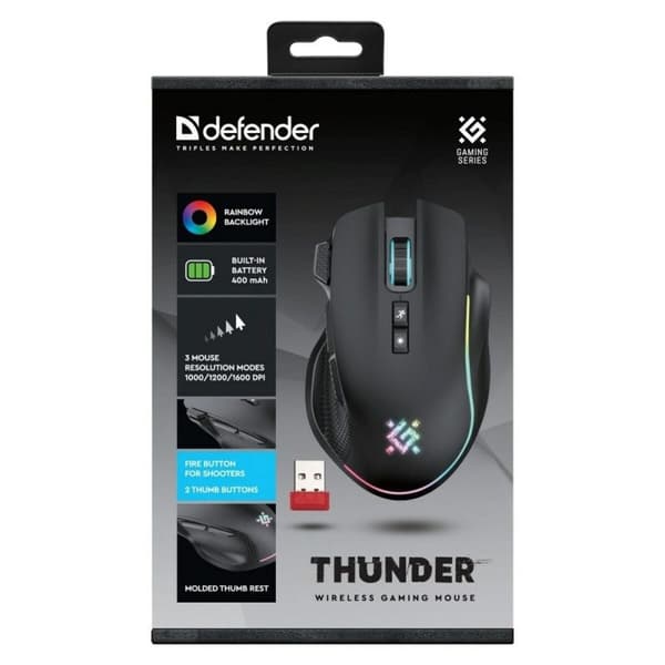 Gaming Mus Defender GM-213 THUNDER Svart